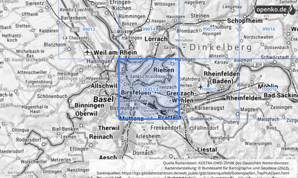 KOSTRA-DWD-2010R Rasterfeld Nr. 100014