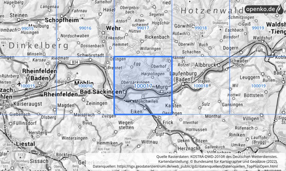 KOSTRA-DWD-2010R Rasterfeld Nr. 100017