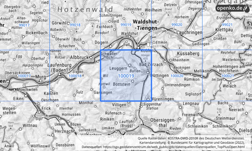 KOSTRA-DWD-2010R Rasterfeld Nr. 100019