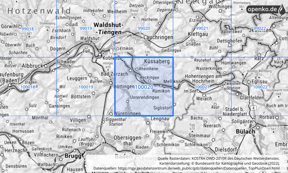 KOSTRA-DWD-2010R Rasterfeld Nr. 100020