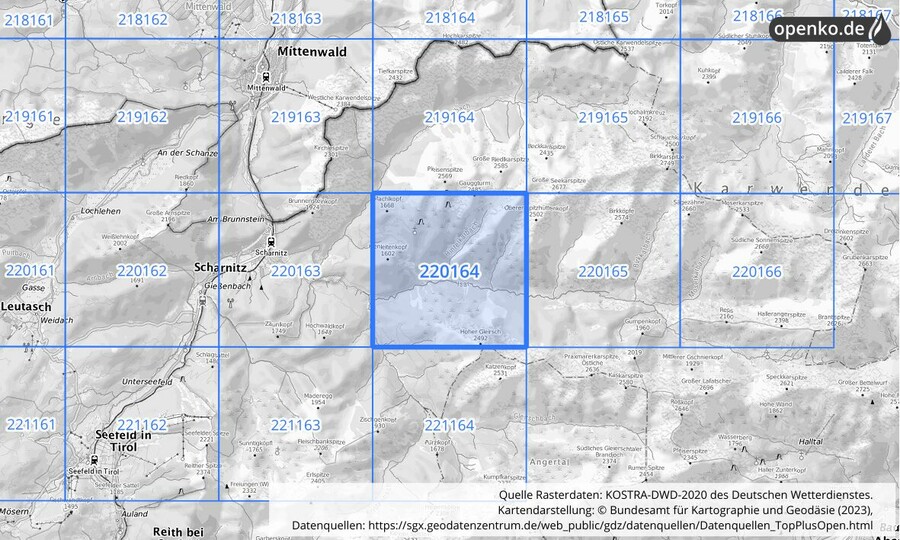 KOSTRA-DWD-2020 Rasterfeld Nr. 220164