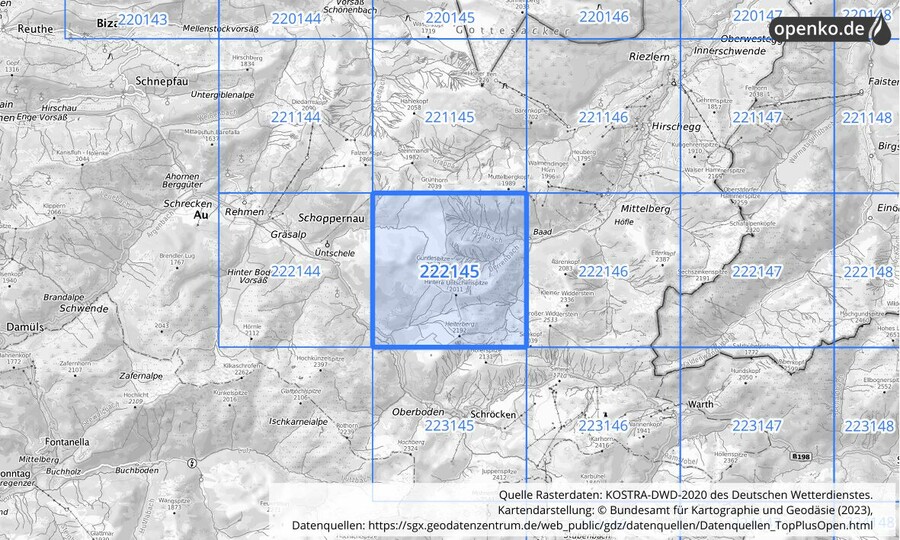 KOSTRA-DWD-2020 Rasterfeld Nr. 222145