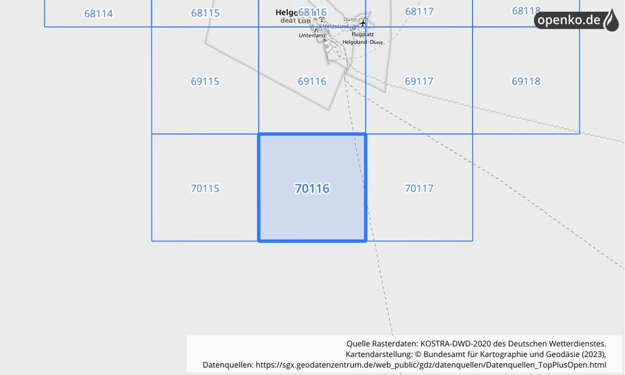 KOSTRA-DWD-2020 Rasterfeld Nr. 70116