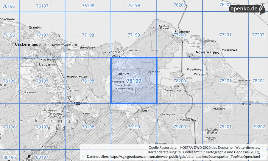 KOSTRA-DWD-2020 Rasterfeld Nr. 78199