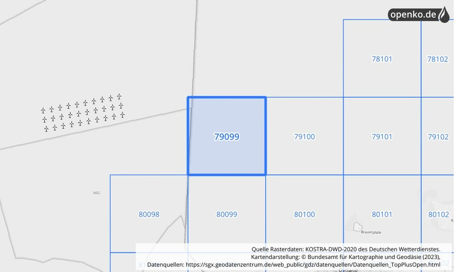 KOSTRA-DWD-2020 Rasterfeld Nr. 79099