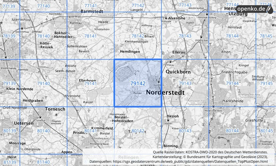 KOSTRA-DWD-2020 Rasterfeld Nr. 79142